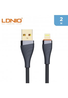 LDNIO 30W USB to Lightning Braided Charging Cable 2 m - Grey
