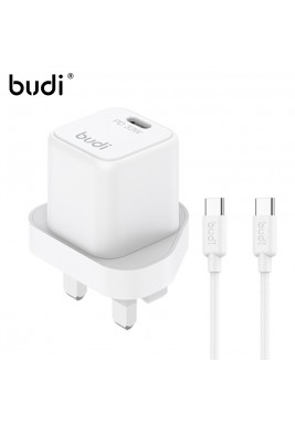 Budi USB C  Pd Gan Wall Charger  65W+ Type C To Type C Cable Uk Plug