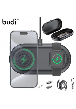 Budi 3 In 1 Wireless Charger 15W With Sim Ejector Pin