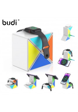 Budi Rubiks Cube Design 4In1 Fast Wireless Charger With LED Light