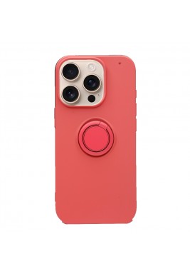 Liquid Silicone Phone Case With Ring Holder For iPhone 16 Pro Max By Powerey - Pink