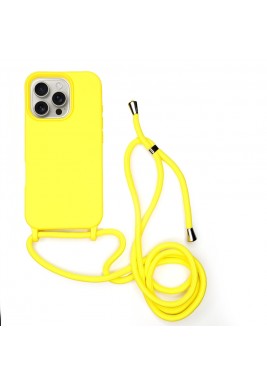 Silicone Phone Case With Rope for iPhone 16 Pro 2.5Mm By Hishell - Yellow