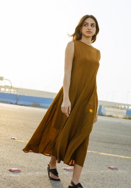 Brown Fitted Dress 