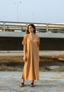 Beige Buttoned Dress