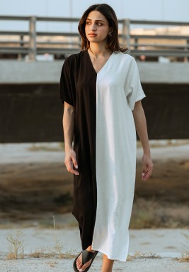 Black & White Short Sleeves Dress
