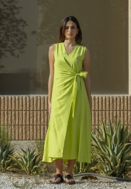 Lime Green Wrap Dress