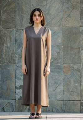 Grey V-Neckline Dress