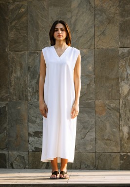 White V-Neckline Dress