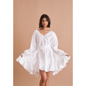 flowy summer dresses short Women's Smocked Flutter Sleeve Boho Short Dress Casual V Neck Swing Midi Dress curved panels that resemble soft flower petals Short Flowy Casual Dresses |