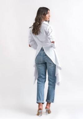 White Wave Hem Shirt 