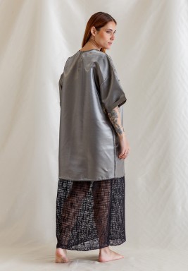 Two Tone Black Net Kaftan