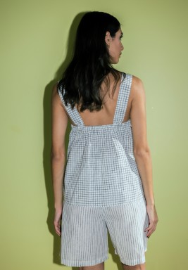 Black and White Linin Top and Short Set