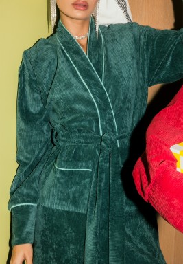 Olive Velvet Robe