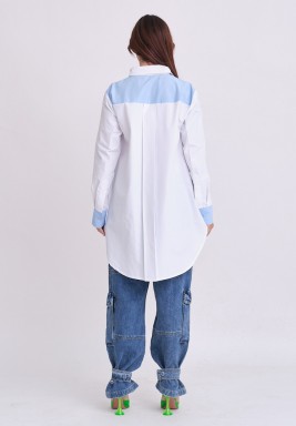 قميص أزرق و أبيض