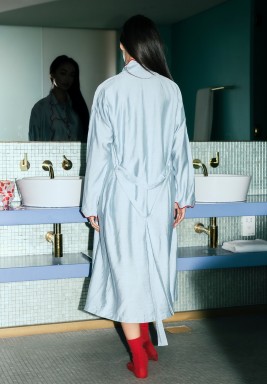 Blue Linin Silk Robe