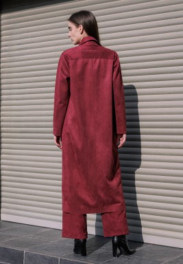 Maroon Medi Midi Coat 