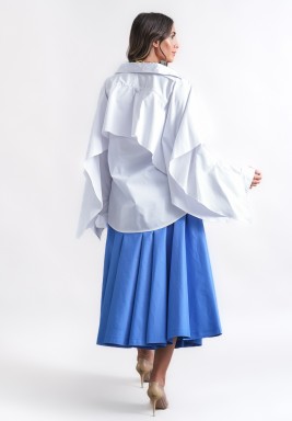 White Ruffled Sleeve Shirt