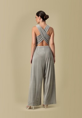 جمبسوت فضي مخمل ماكسي