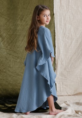 فستان بوم أزرق مزخرف بتطريز