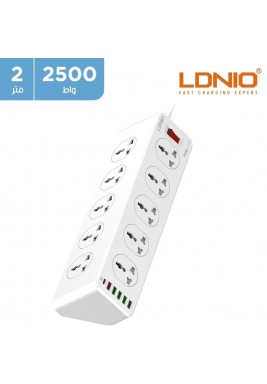 لدينو - وصلة اشتراك كهربائى 10 مقابس طاقة + 6 منافذ USB + منفذ PD - ابيض 