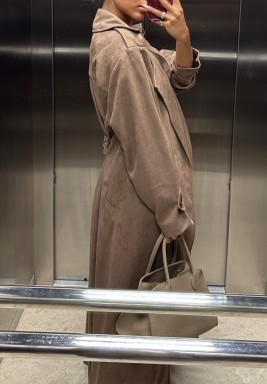 Taupe Suede Trench Set 