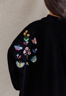 Black Embroidered Bisht 