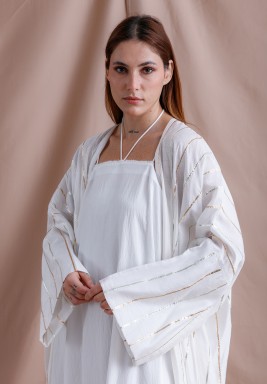 Gold & Silver Striped Embroidered Bisht Set