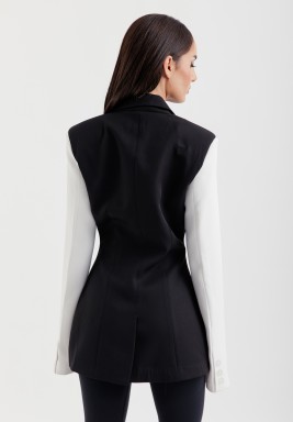Half Black Half White Blazer