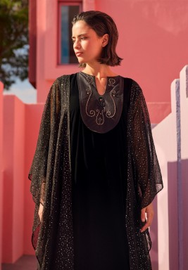 Black Sparkle Embroidered Kaftan