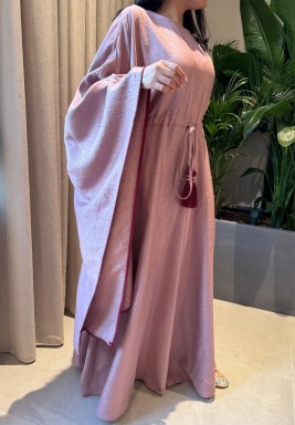 Pink Wide Jumpsuit with A Tie at The Waist