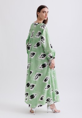 Green Printed Kaftan