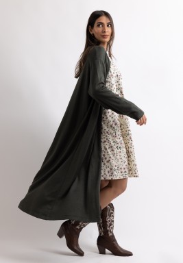 Olive Cardigan and Dress Set