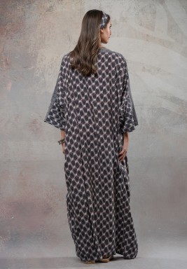 Grey Maxi viscose Kaftan with Hair Crown 