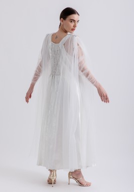 Silver Sheer Embroidered Kaftan