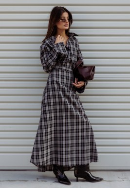 Black Checked Skirt and Shirt Set