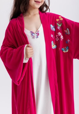 Fuchsia Embroidered Bisht 