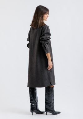 Grey Wool Shirt and Dress Set 