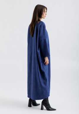 Midnight Blue Suede Bisht Set