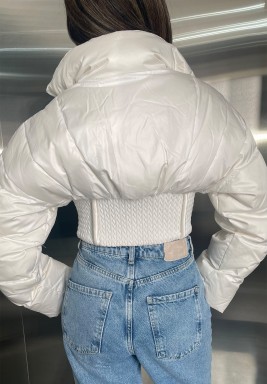White Puffer Corset Jacket 