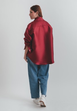 قميص برغندي فضفاض