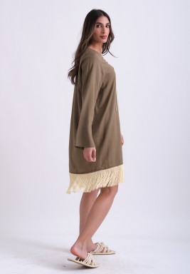 فستان شاطئ قصير بلون القهوة