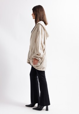 Crochet Beige Hoodie