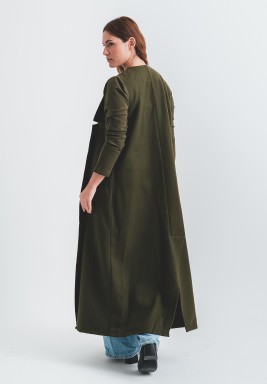 Olive Longline Corduroy Trench Coat