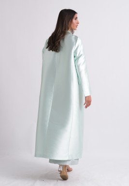 طقم فستان وبليزر باللون الأخضر النعناعي