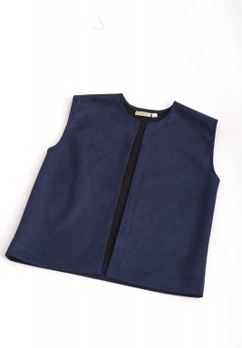 Navy Suede Vest 