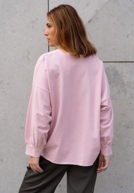 سويت شيرت فضفاض وردي فاتح