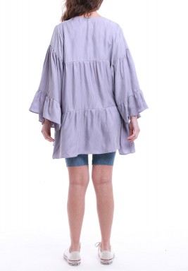 توب بنفسجي فاتح بأكمام طويلة