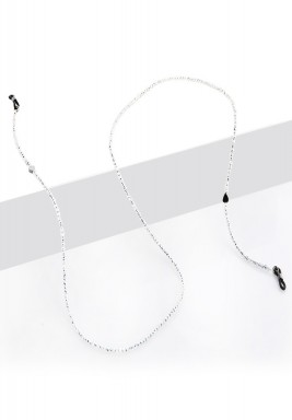 BL Silver Beaded Eyeglasses Chain with Heart