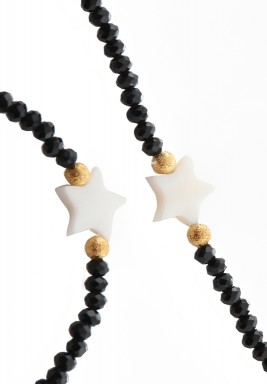 BL Black Beaded Eyeglasses Chain with 3 Sea Shell Stars