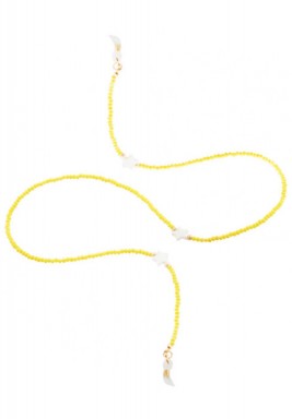 BL Yellow Beaded Eyeglasses Chain with 3 Sea Shell Stars 
